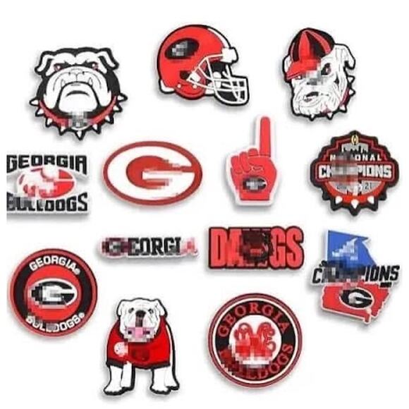 13 Piece Set Georgia Bulldogs Croc Jibbits/Charms - Picture 1 of 2